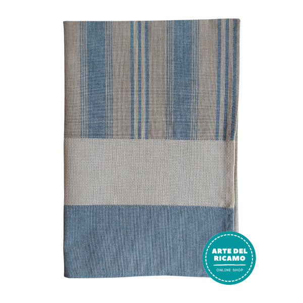 Cotton Kitchen Towel - Light Blue and Cream Stripes